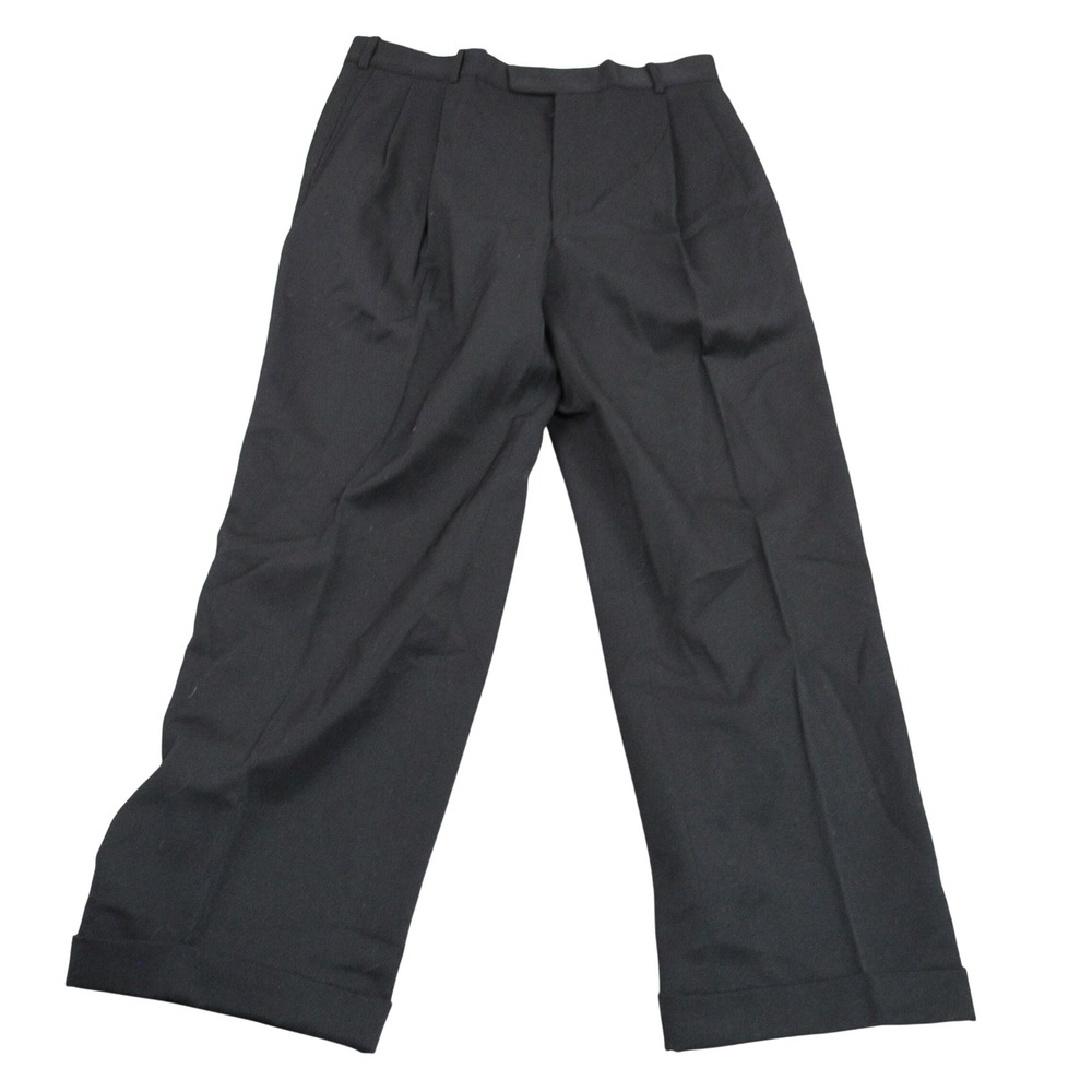 Barry Bricken Mens Black Pleated Cuffed 100% Virgin Wool Dress Pants‎  34x28